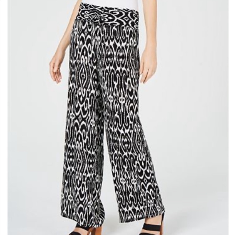 INC Tribal Printed Palazio Crinkle Gauze Wide Leg Pants NWT